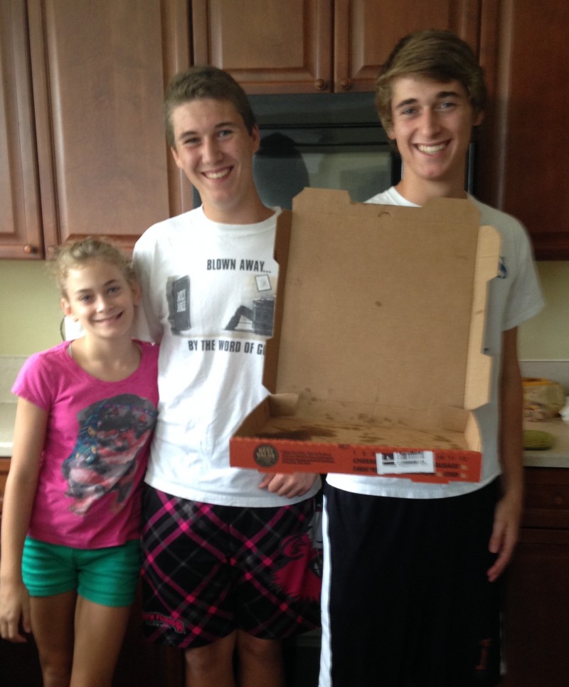 When I got home I texted this family and asked for a picture. They wanted to show the pizza was already gone.