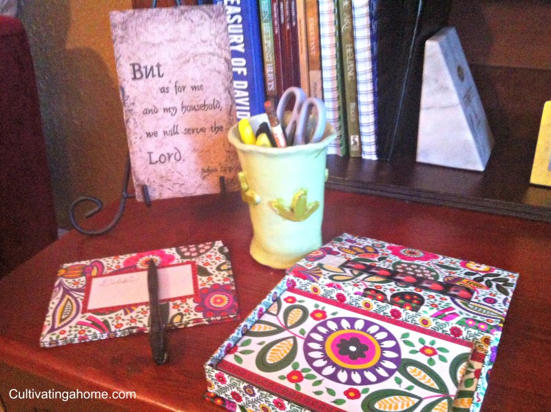Keep stationary, pens, stamps and return address labels where you have your devotion.