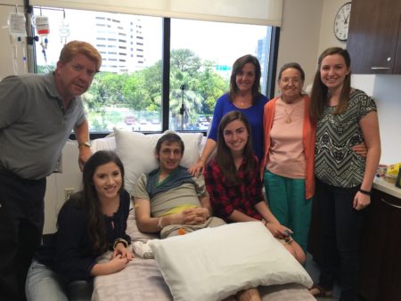 Chemo room with visitors