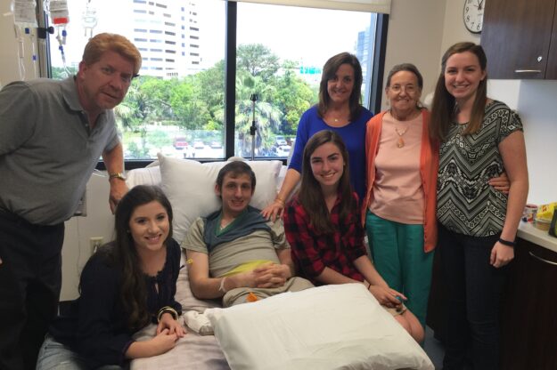 Chemo room with visitors
